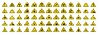 Big Set of 65 isolated hazardous symbols on yellow round triangle board warning sign