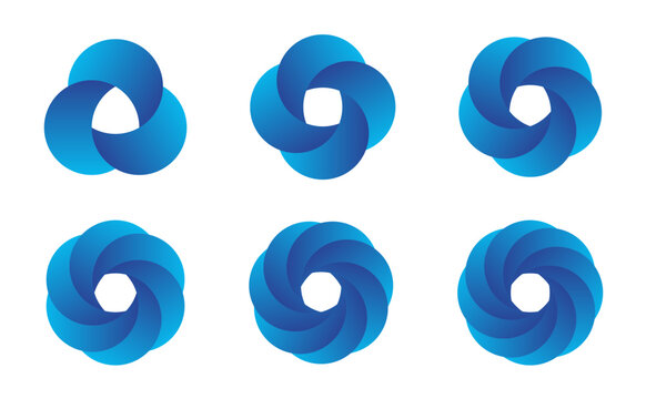 Blue bright gradient circle vector logotype. Creative 3d ring, letter O, zero icon symbol logo design.
