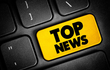 Poster - top news text button on keyboard, concept background