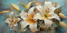 AI Generated. AI Generative. Beautiful Botanic Lily Flower Oil Paint Illustration. Aesthetics Floral Inspirational Tenderness Illustration. Graphic Art