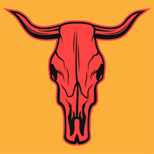 Red Bull Skull Vector Illustration