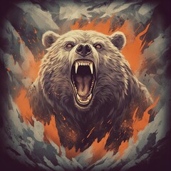 Wall Mural - bear's grin, print for clothes. Generative AI