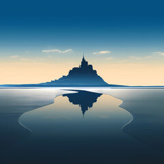 Illustration of beautiful view of Mont Saint-Michel, France