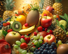 Artistic Illustration Of A Berry And Fruit Banner