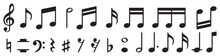 Set Of All Music Notes Symbols, Flat Design Vector Illustrations