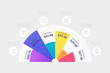 © IMG visuals icons - Business fields average income semicircle infographic design template. Annual report. Editable semi circle chart with sectors and numbers. Visual data presentation. Myriad-Pro, Lato fonts used