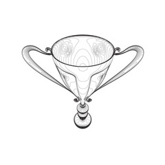 Poster - Outline Trophy cup. Winner's trophy icon vector is a symbol of victory in a sports event, award contour. Champions award, sport victory, winner prize concept..