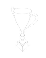 Poster - Outline Trophy cup. Winner's trophy icon vector is a symbol of victory in a sports event, award contour. Champions award, sport victory, winner prize concept..