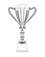 Poster - Outline Trophy cup. Winner's trophy icon vector is a symbol of victory in a sports event, award contour. Champions award, sport victory, winner prize concept..