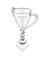 Poster - Outline Trophy cup. Winner's trophy icon vector is a symbol of victory in a sports event, award contour. Champions award, sport victory, winner prize concept..