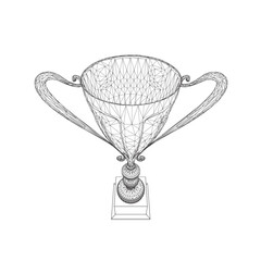 Poster - Wireframe Trophy cup. Winner's trophy icon vector is a symbol of victory in a sports event, award wireframe. Champions award, sport victory, winner prize concept. 3D..