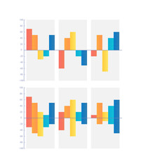 Poster - Ups and downs infographic chart design template set. Positive and negative results. Financial performance. Visual data presentation. Editable bar graphs collection. Myriad Pro-Bold, Regular fonts used