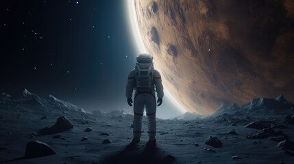 Wall Mural - astronaut exploring alien worlds in deep space