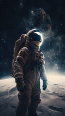 Canvas Print - astronaut exploring alien worlds in deep space