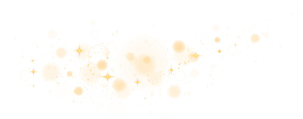 Golden glitter wave abstract illustration. Golden stars dust trail sparkling particles isolated on transparent background. Magic concept. PNG.