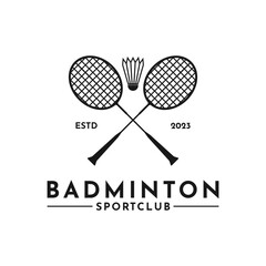 Wall Mural - Vintage retro badminton logo design idea