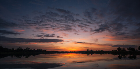 Wall Mural - Beautiful cloud and sky on sunset landscape.