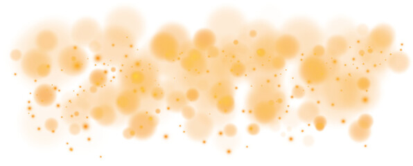 Poster - Golden shining bokeh lights with glowing particles on transparent background. PNG.