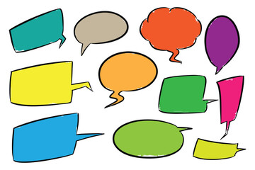 Wall Mural - hand drawn colorful speech bubble set design