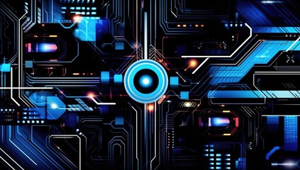 Poster - Futuristic interface, Screen design Callout stickers, info call panels and modern digital information. Technical digital information blocks