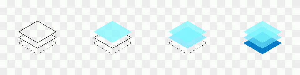 layer icon set. three level layers sign. layer level symbol. vector illustration.