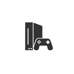 Poster - Video game console with joystick icon isolated on white background. Vector