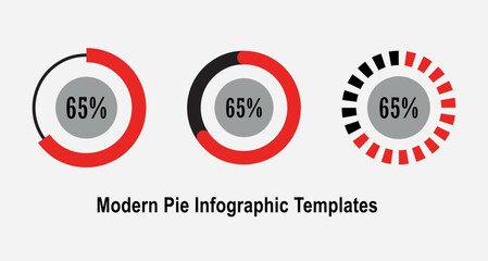 Circle percentage pie chart diagrams infographic 65 percentage numbers elements web design user interface UI UX