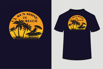 Wall Mural - Retro vintage t shirt design, Sunshine in beach.