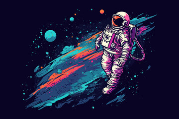 Poster - Astronaut  set colleection graphic clipart design. Flat Generative AI