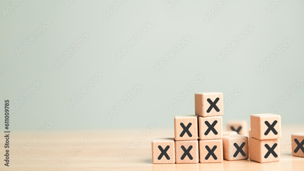 Foto de Stock Plenty many wooden blocks full crossed marks table ...