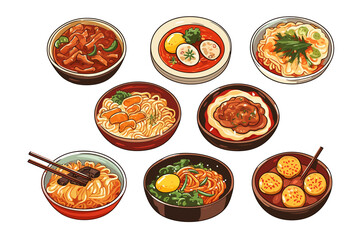 Poster - Jajangmyeon,Sundae Sausage,Korean Chicken,Samgyeopsal,Korean food . Generative AI