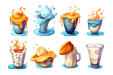 Poster - Milk  set collection graphic clipart design.Generative AI