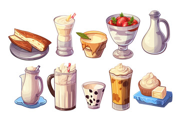 Poster - Milk  set collection graphic clipart design.Generative AI
