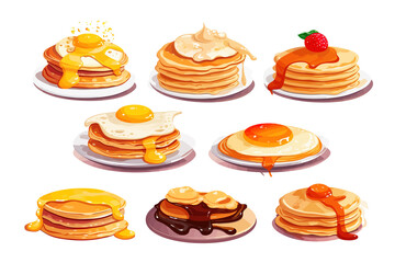 Aufkleber - Pancake  set collection graphic clipart design. Generative AI
