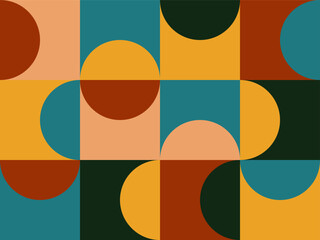 Wall Mural - abstract background of geometric design in bauhaus style. vector seamless pattern with retro mid cen