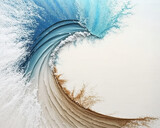 Abstract watercolor big wave for textures. Fresh, cheerful and relaxing summer concept. Positive and healthy tones to background or wallpaper. Generative Ai