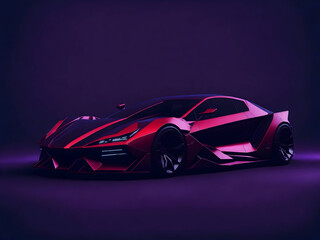 Wall Mural - Advanced maroon sport car design. Futuristic smart car technology. Generate Ai