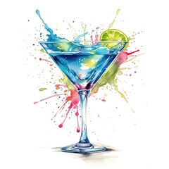 Wall Mural - Splash martini cocktail with lime. Generative AI