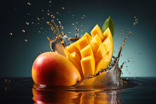 Juicy Mango And Splashes Of Juice