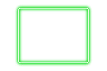 Neon Green Frame Png. Glowing Frame On Transparent Background.