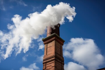 Sticker - a chimney with smoke billowing from the top, surrounded by blue sky, created with generative ai