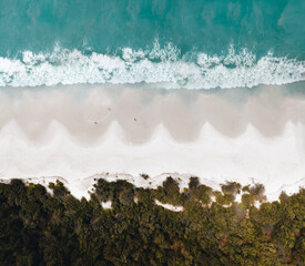Wall Mural - panorama aerial drone picture of the white sand hyams beach in new south wales, australia