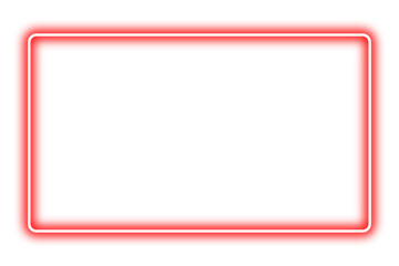 Neon red frame png. Glowing frame on transparent background.