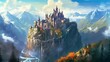 a fantasy castle with an illustration on top of it. Generative AI.
