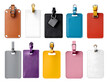 © Sandra Chia - Luggage bag leather tag hanging label. Many assorted different range types isolated on transparent background cutout. PNG file