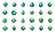 Vector emerald set, isolated on white background. Eps10 vector illustration.