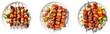 Turkish Shish Kabob on white plate, top view with transparent background, Generative AI Technology
