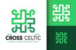 Cross and celtic medical logo vector icon illustration