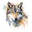 Aquarell-Handzeichnung eines Wolfs: Kraftvolle Tierdarstellung in Wasserfarben