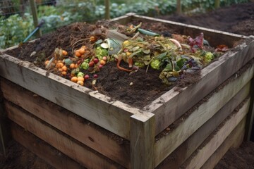 Canvas Print - close-up of composting bin, with rich and nutrient-rich soil visible, created with generative ai